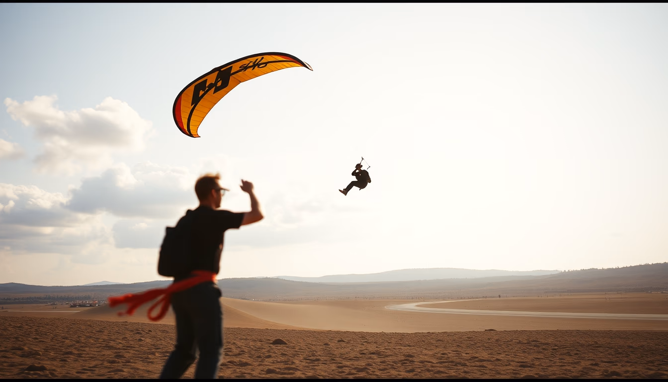 sport kite stunt in editorial style