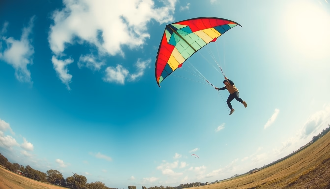sport kite stunt in editorial style