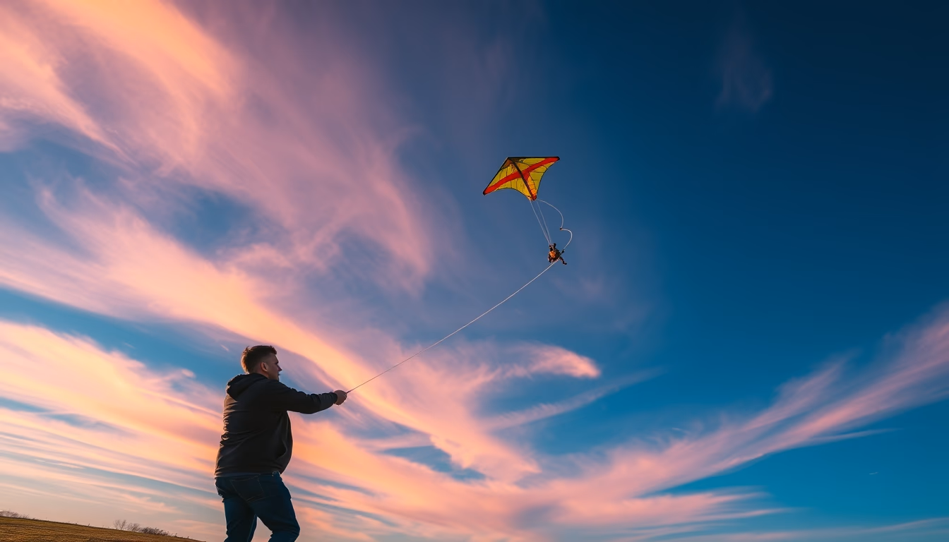 sport kite stunt in editorial style