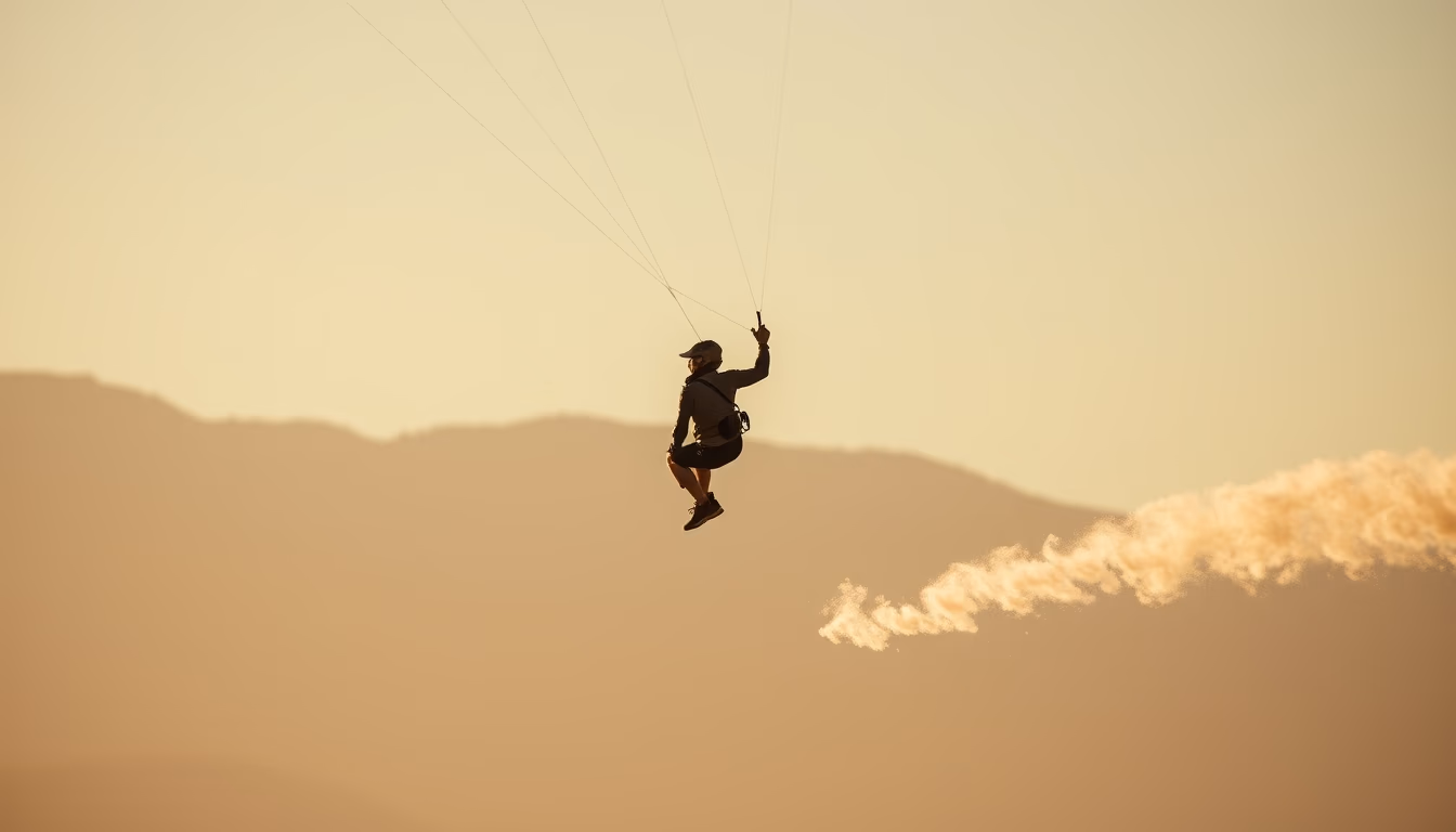 sport kite stunt in editorial style