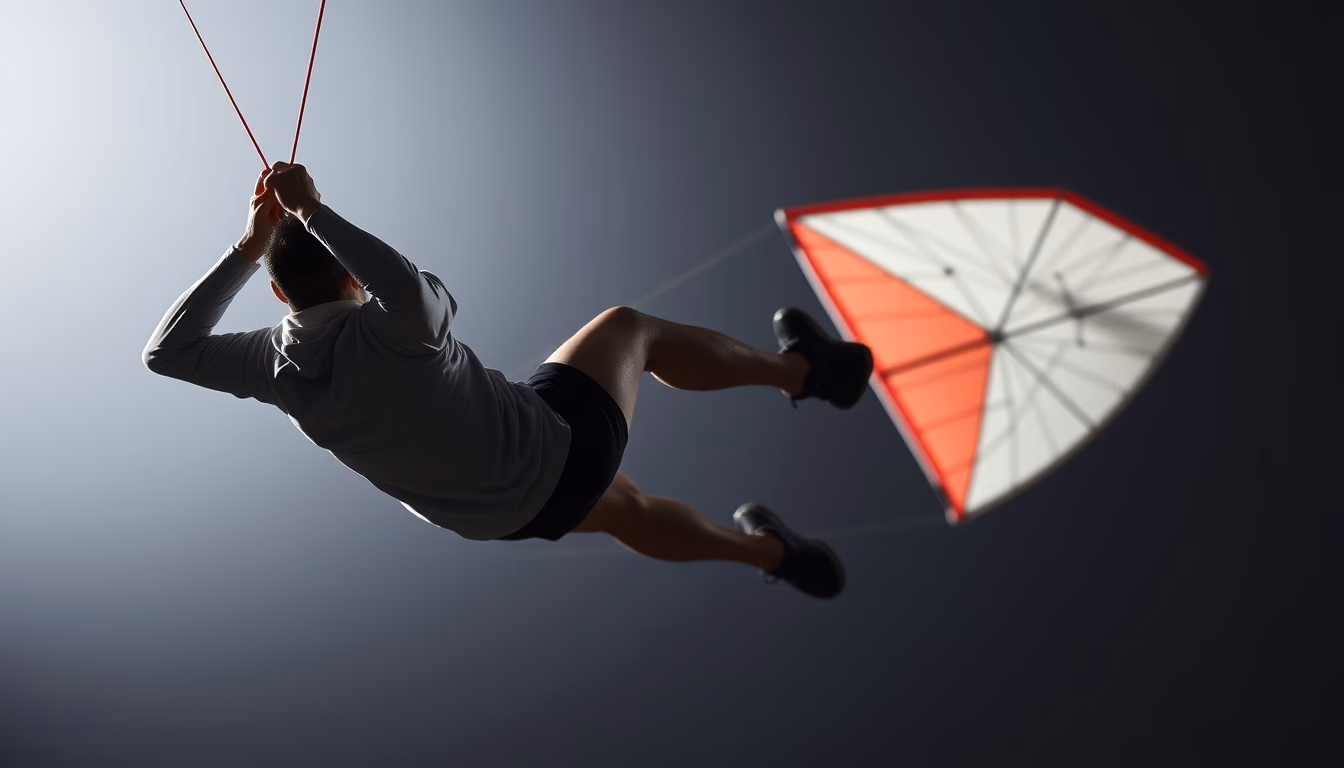 sport kite stunt in editorial style