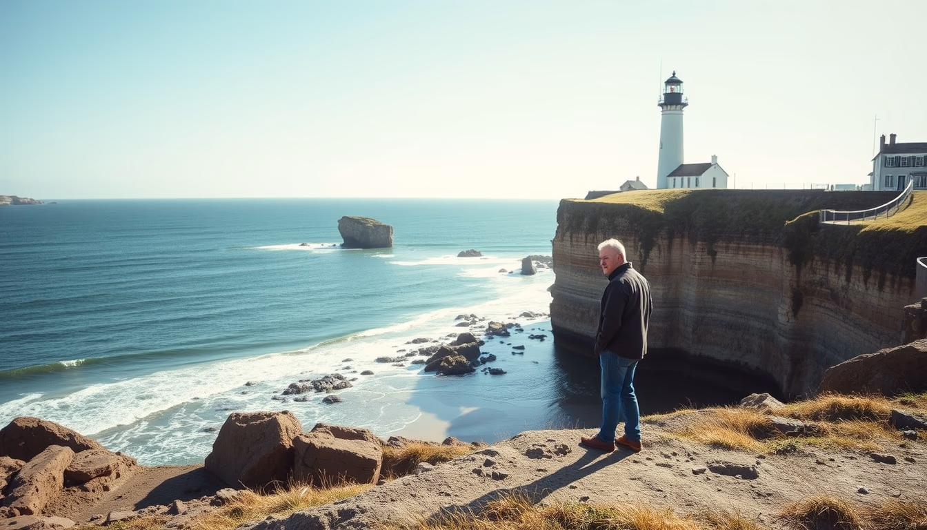 st. mary lighthouse uk in editorial style