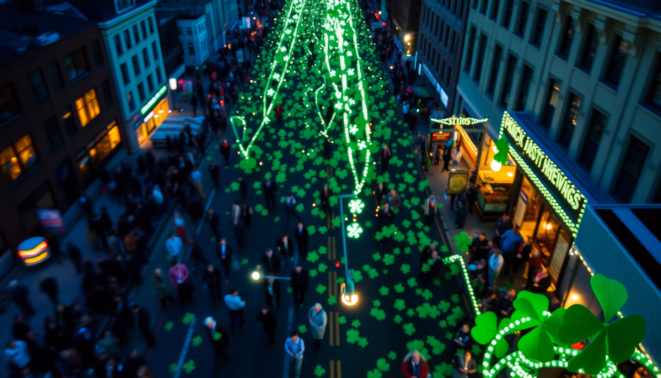 st patricks shamrock parade in editorial style