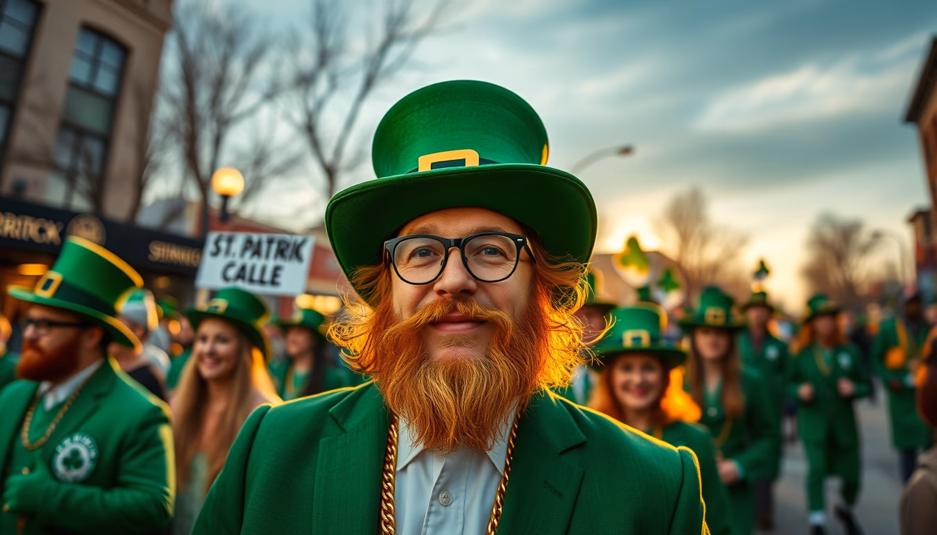 st patricks shamrock parade in editorial style