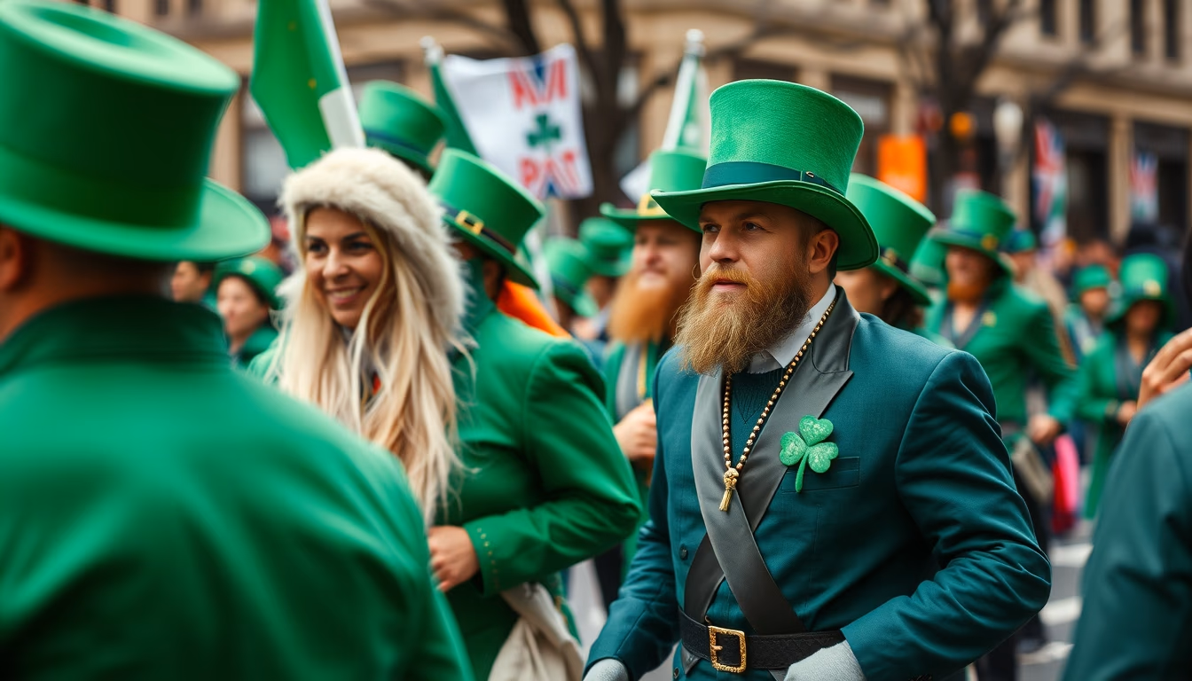 st patricks shamrock parade in editorial style