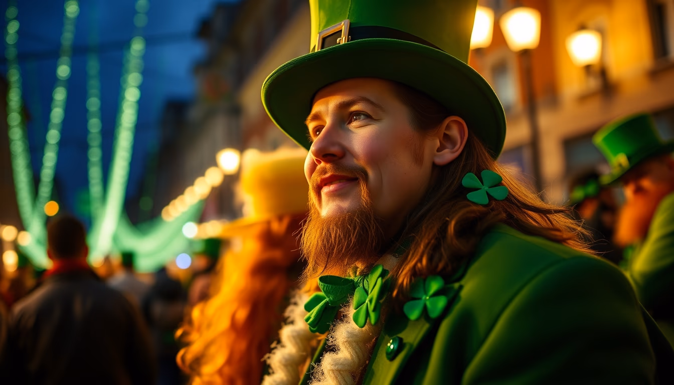 st patricks shamrock parade in editorial style