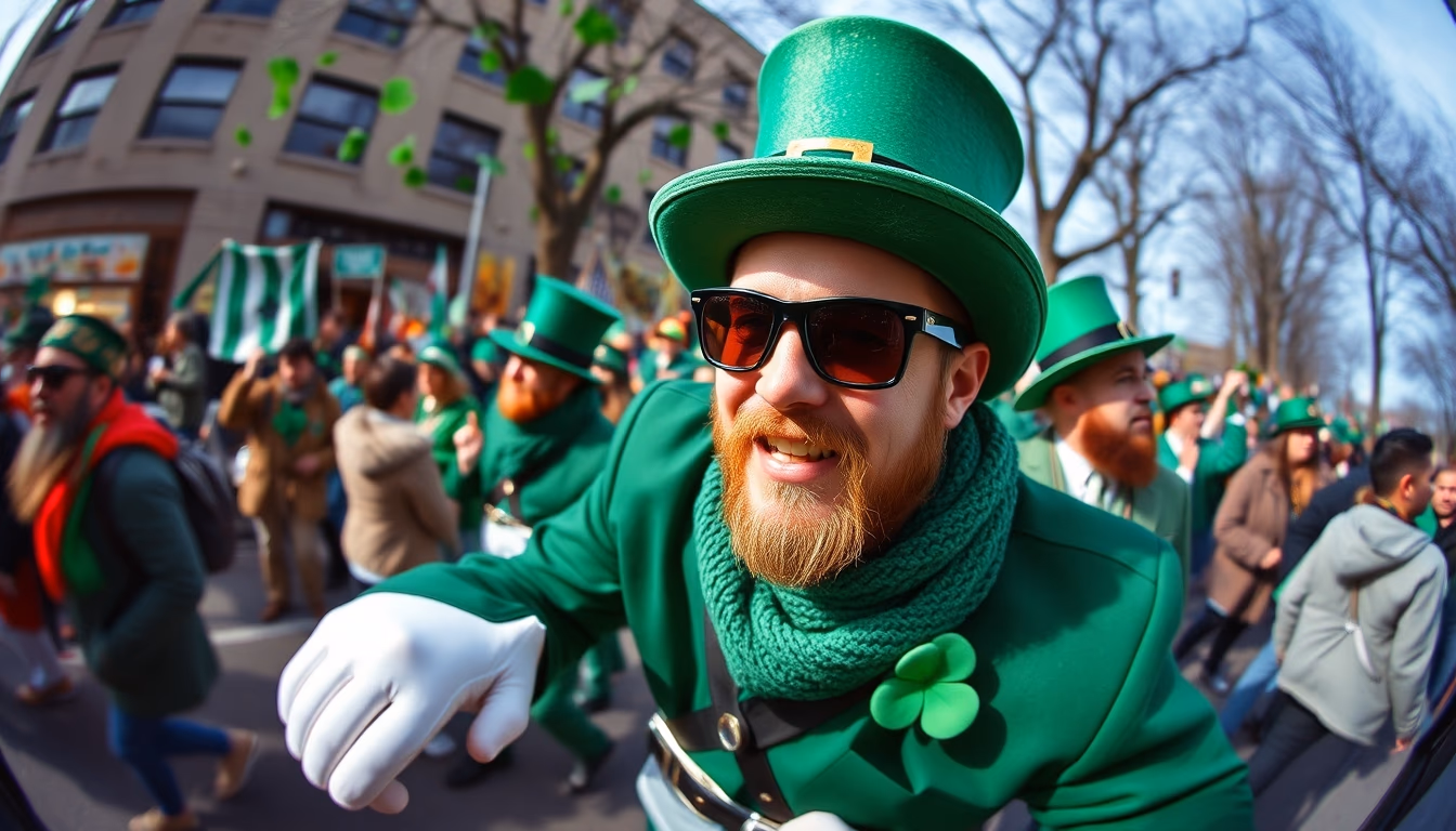 st patricks shamrock parade in editorial style