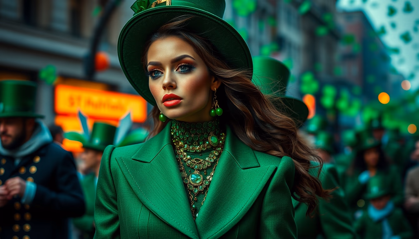 st patricks shamrock parade in editorial style