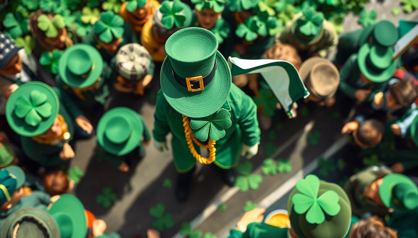 st patricks shamrock parade in editorial style