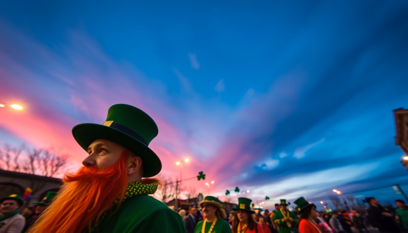 st patricks shamrock parade in editorial style