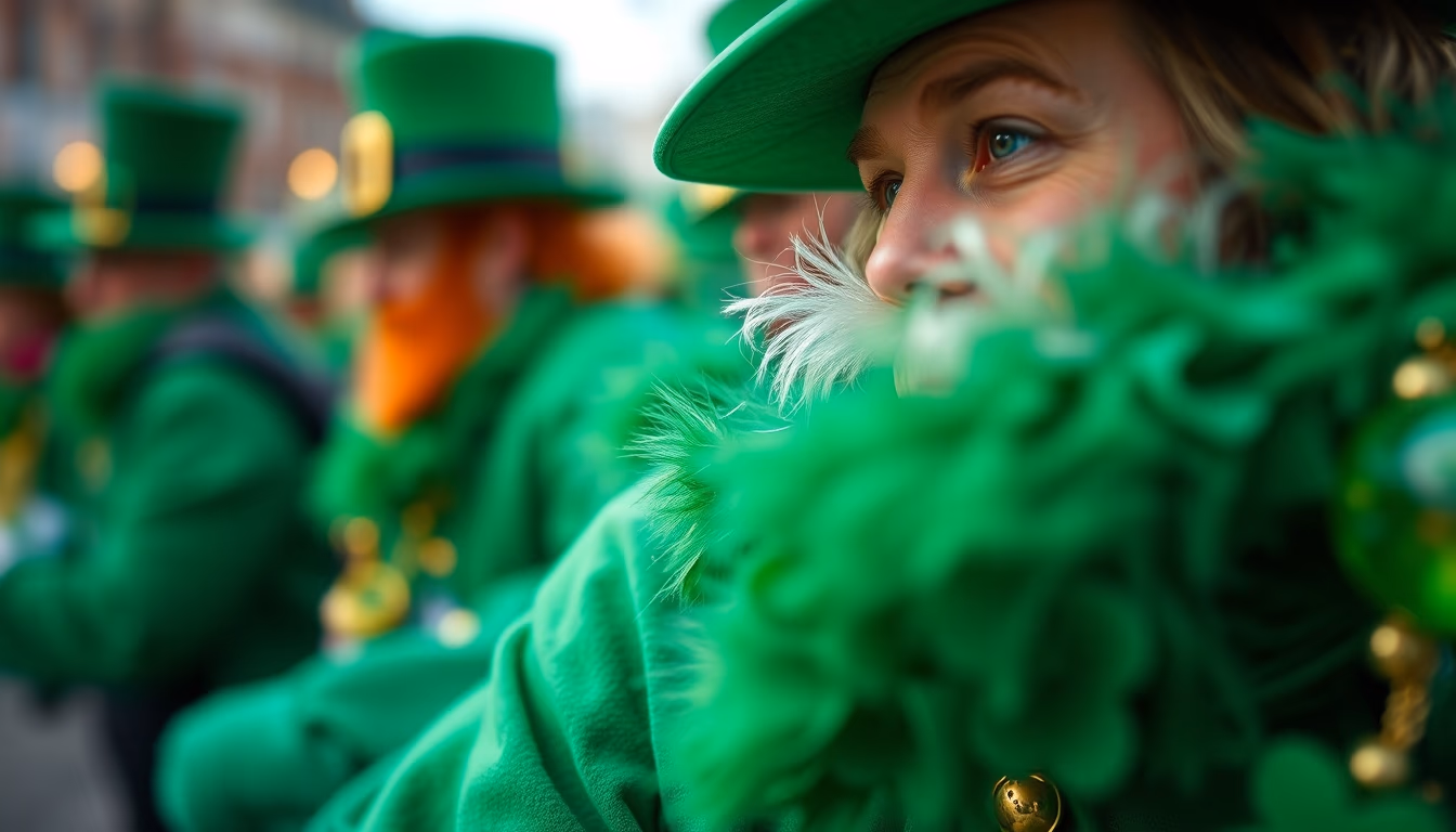 st patricks shamrock parade in editorial style