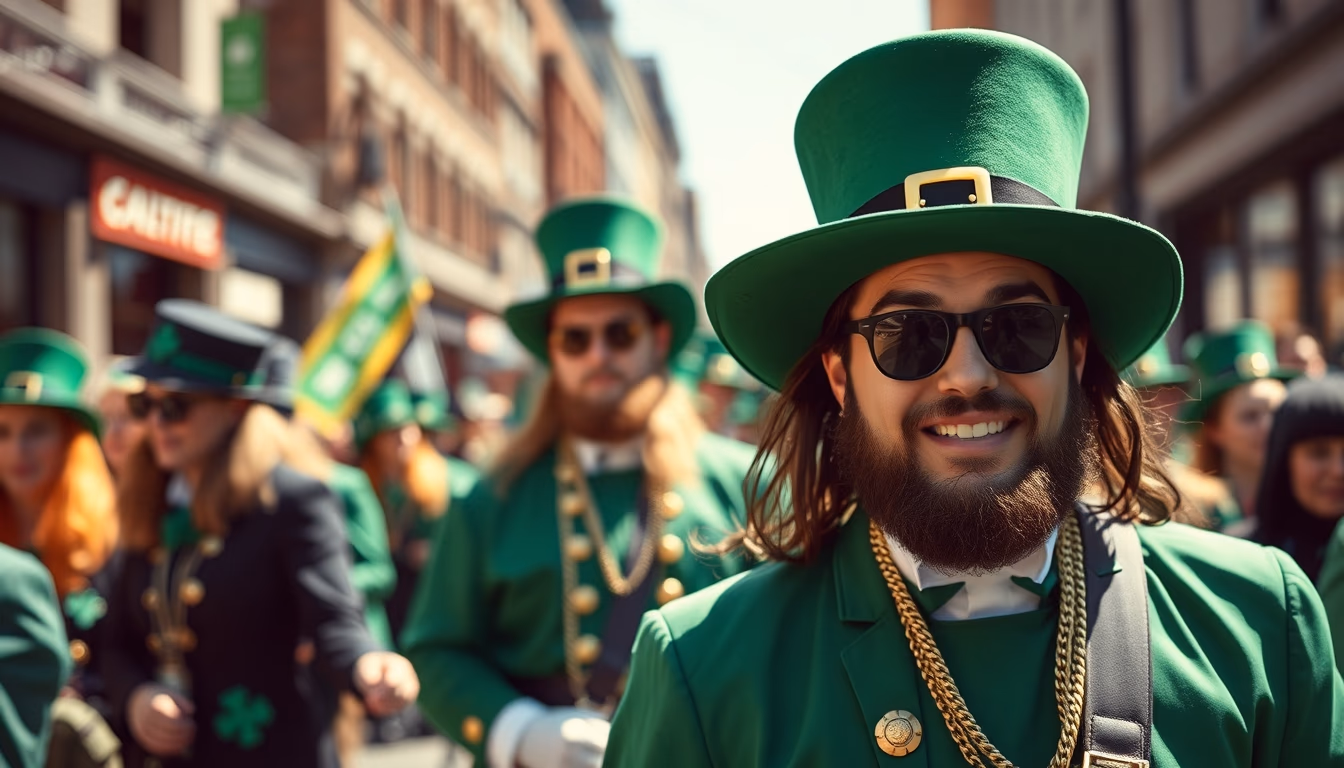 st patricks shamrock parade in editorial style