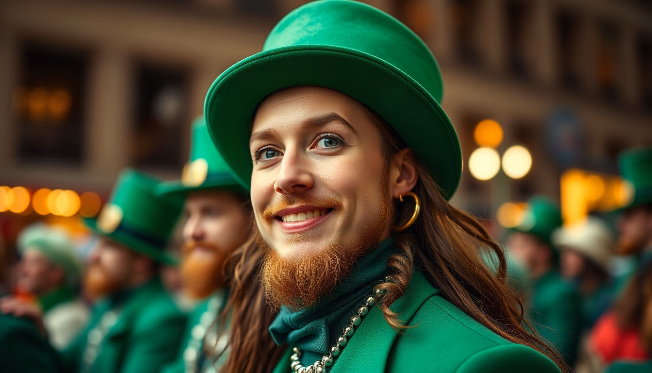 st patricks shamrock parade in editorial style