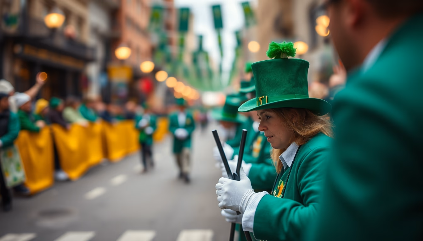 st patricks shamrock parade in editorial style