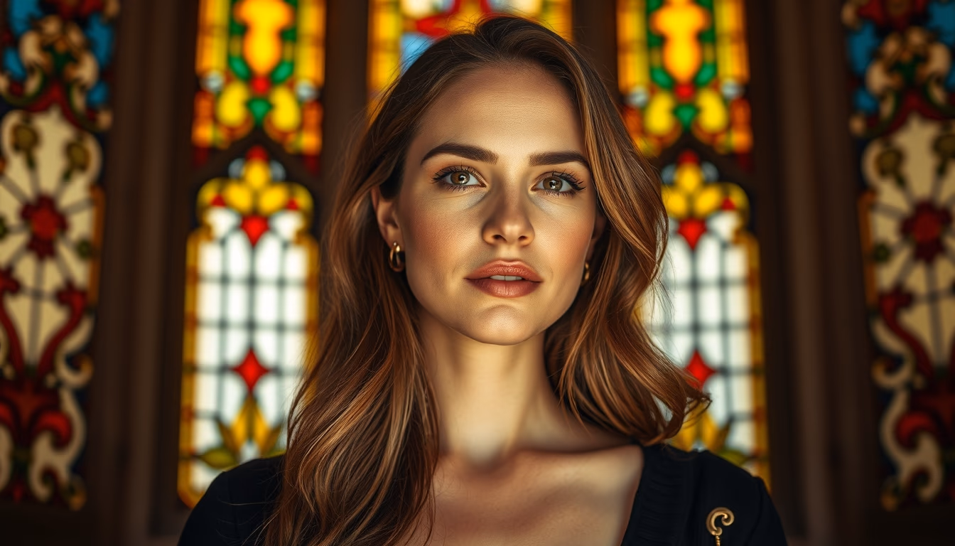 stained glass window light in editorial style