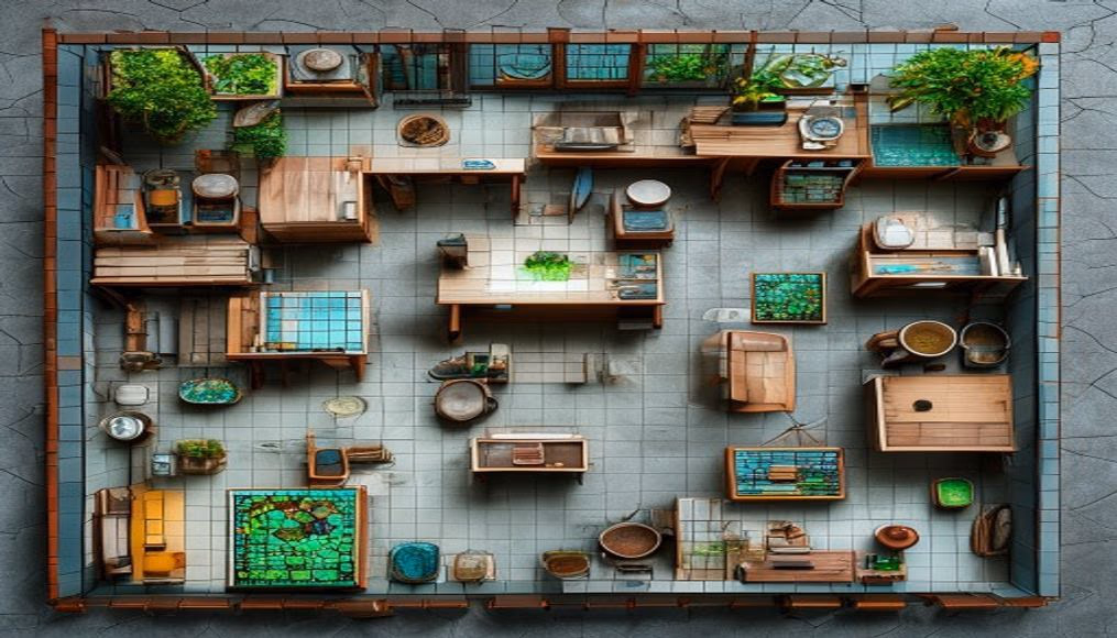stained glass workshop in editorial style
