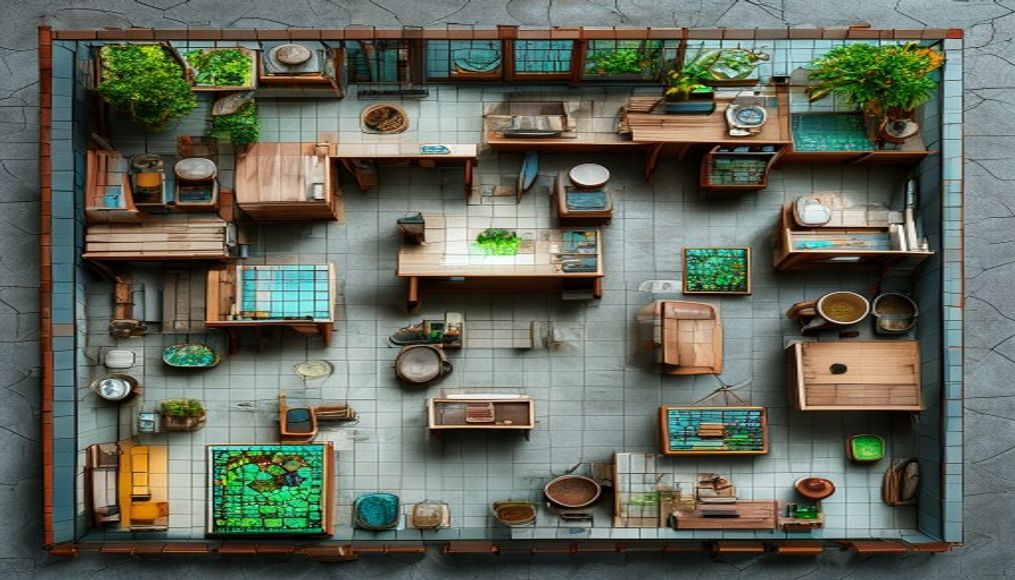 stained glass workshop in editorial style