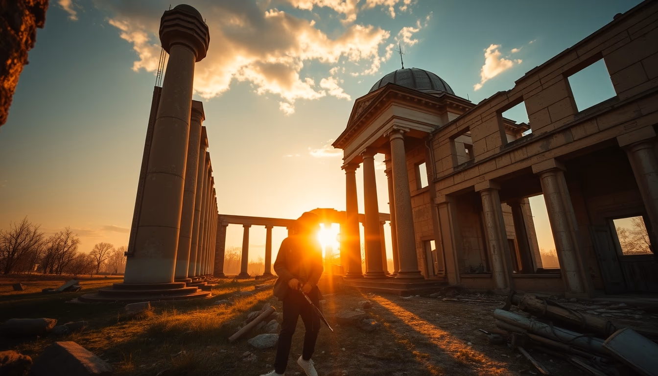 stalingrad ruins in editorial style