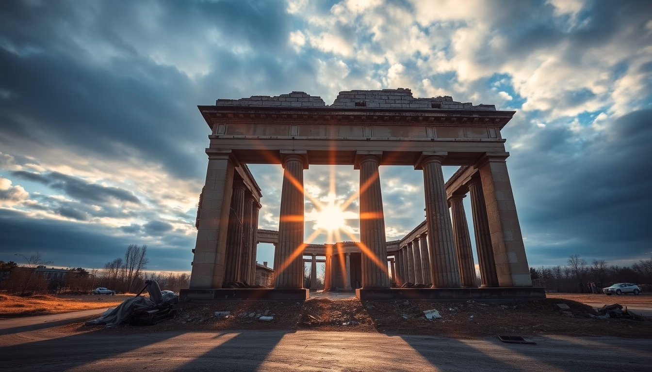 stalingrad ruins in editorial style