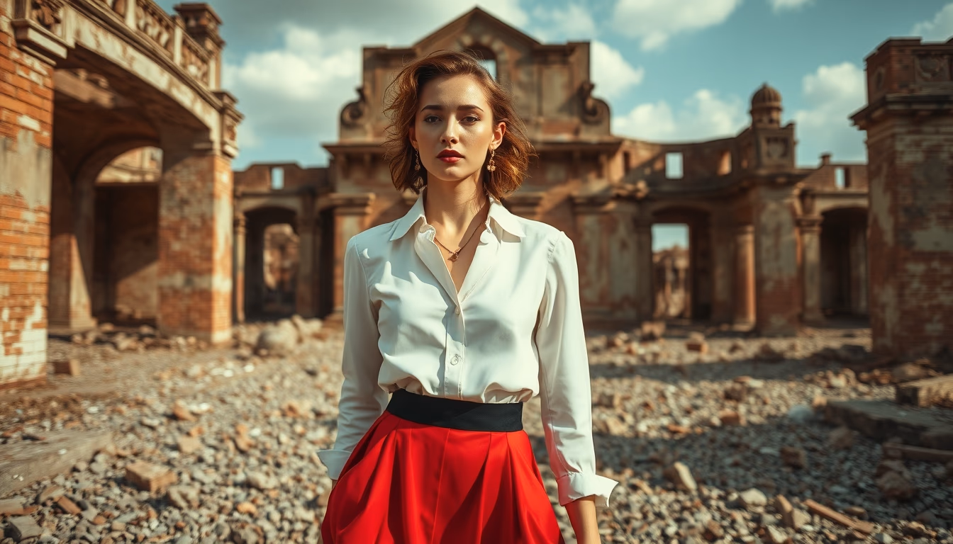 stalingrad ruins in editorial style