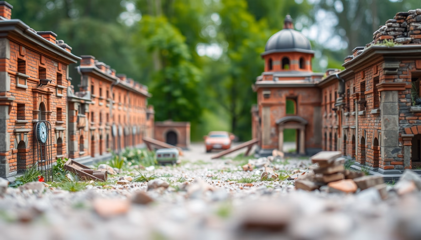 stalingrad ruins in editorial style