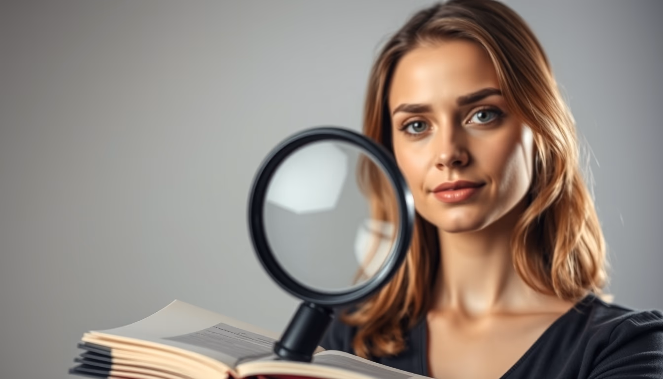 stamp magnifier album in editorial style