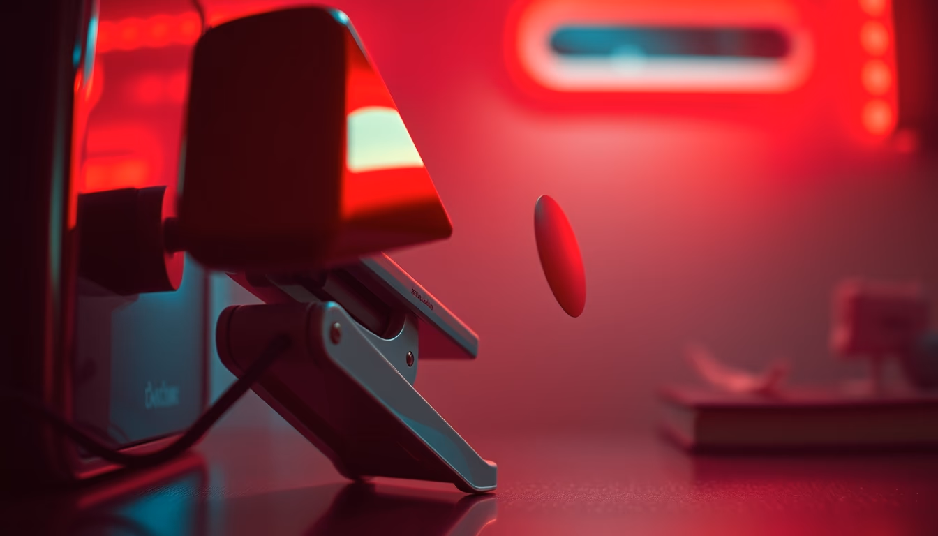 stapler red retro in editorial style