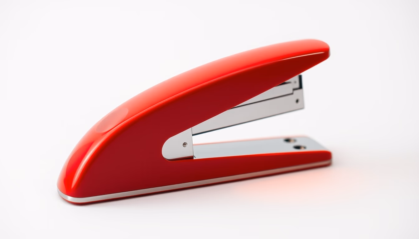 stapler red retro in editorial style