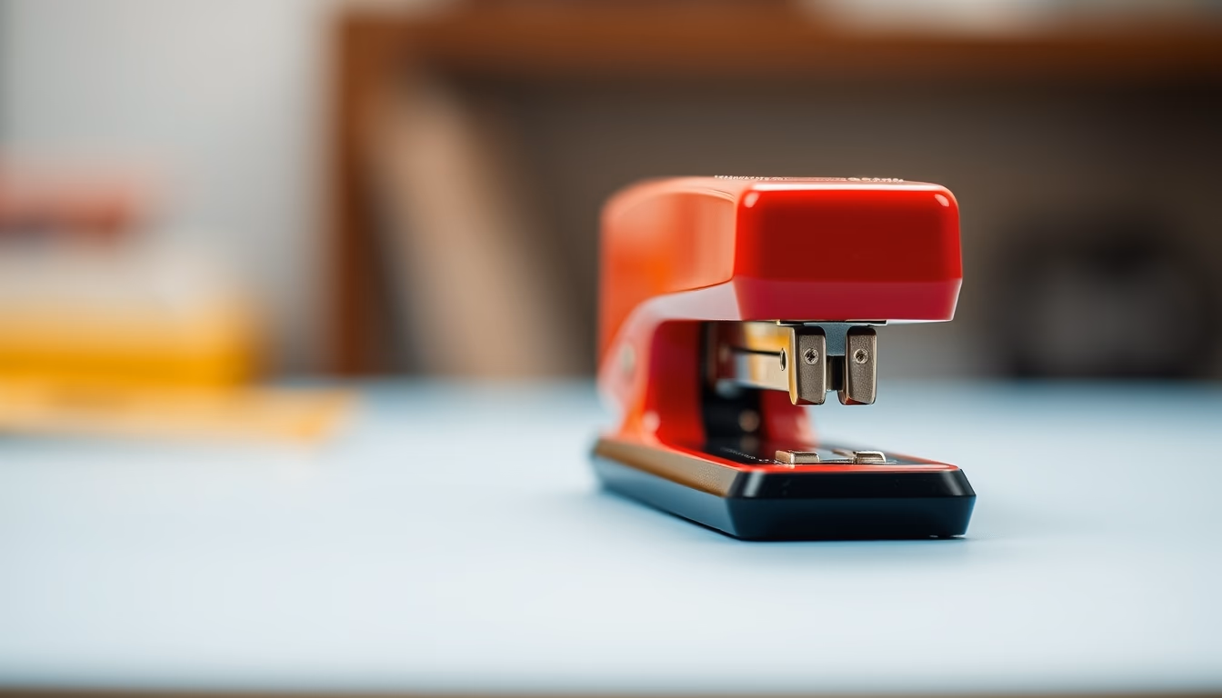 stapler red retro in editorial style