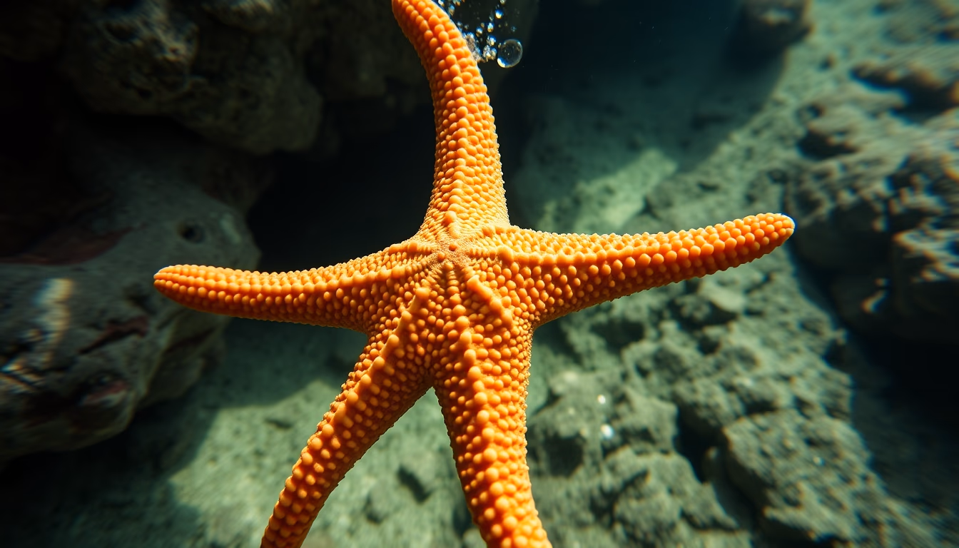 starfish underwater in editorial style