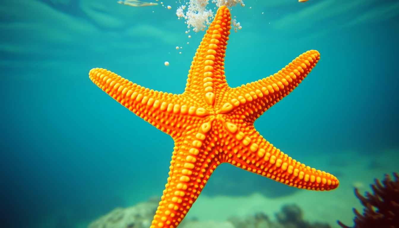 starfish underwater in editorial style