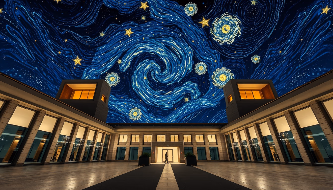 starry night van gogh style in editorial style