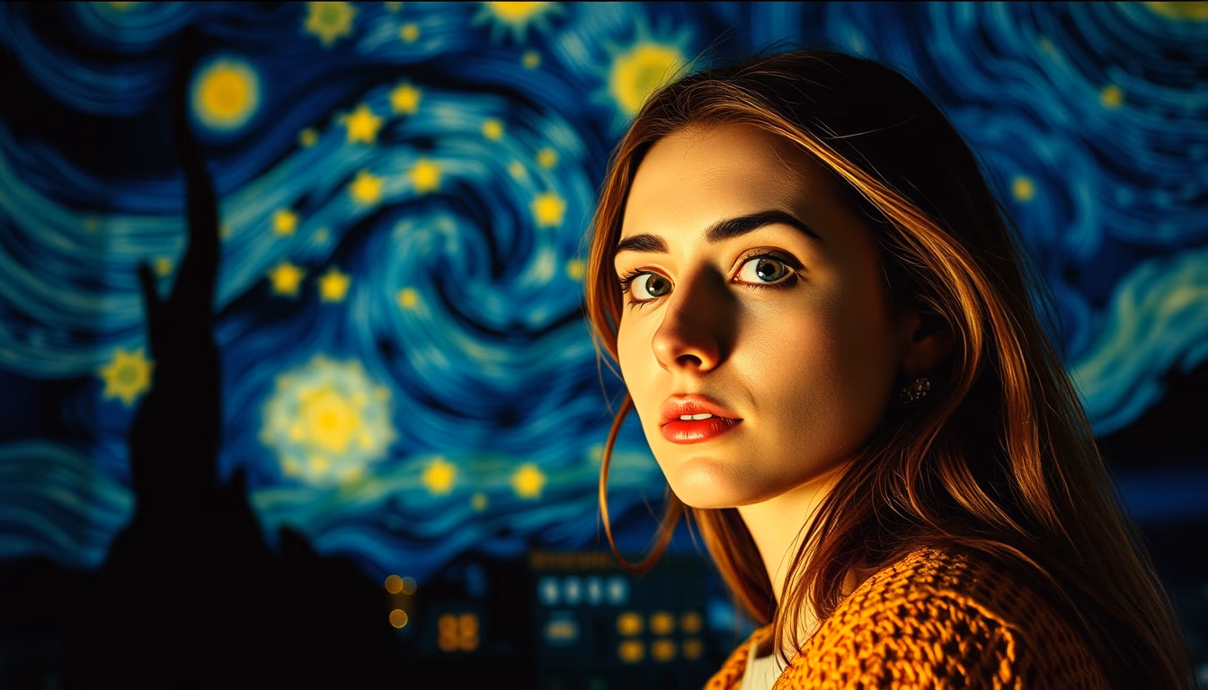 starry night van gogh style in editorial style