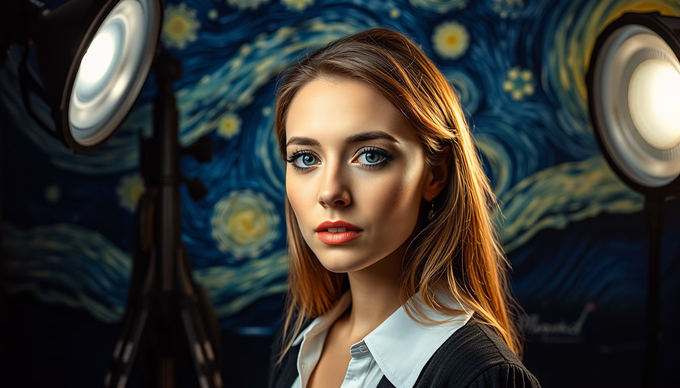 starry night van gogh style in editorial style