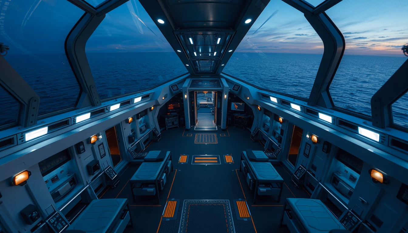 starship interior bridge in editorial style
