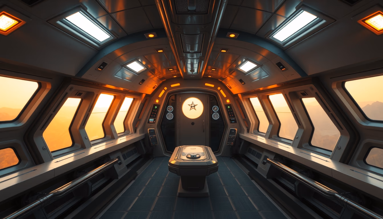 starship interior bridge in editorial style