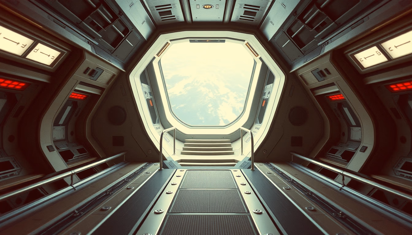 starship interior bridge in editorial style