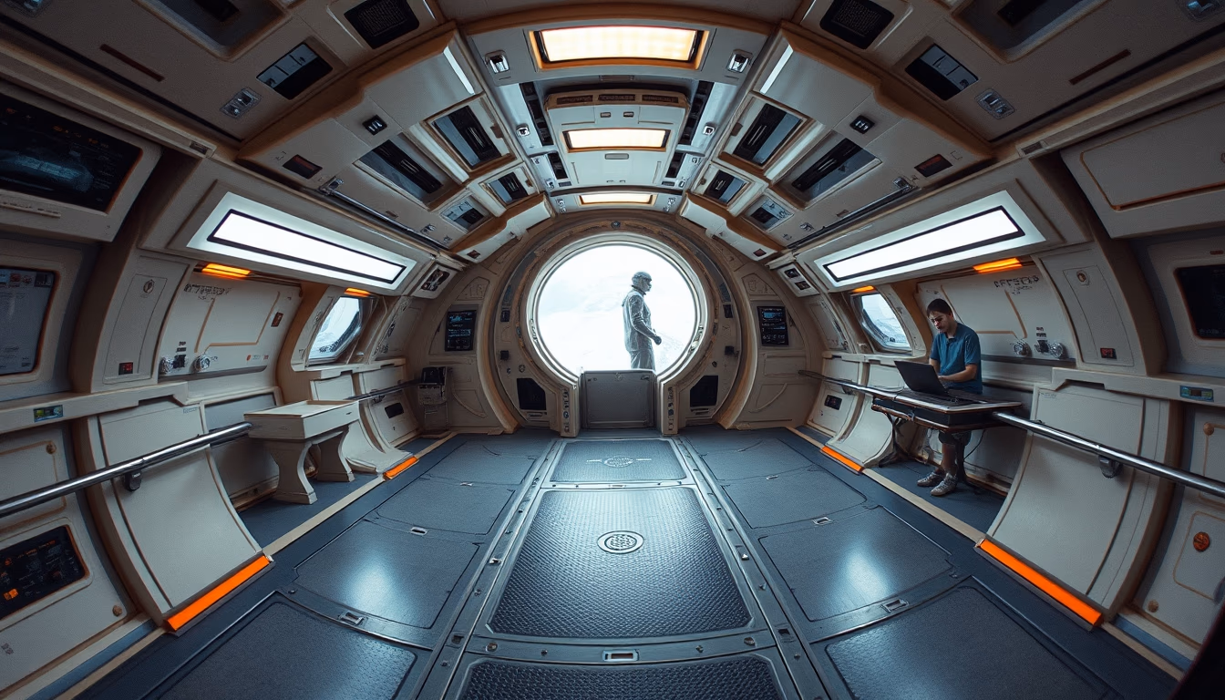 starship interior bridge in editorial style