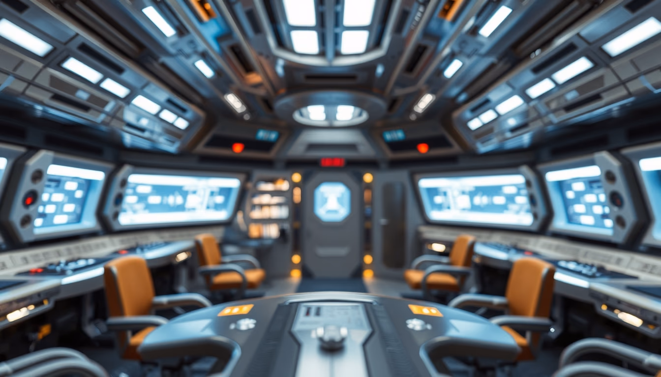 starship interior bridge in editorial style