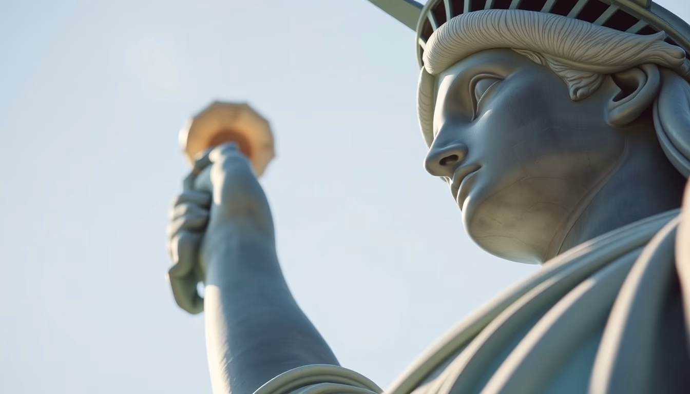 statue of liberty closeup in editorial style