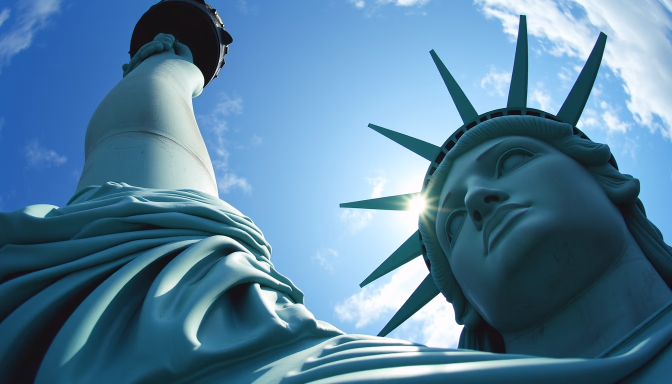 statue of liberty closeup in editorial style