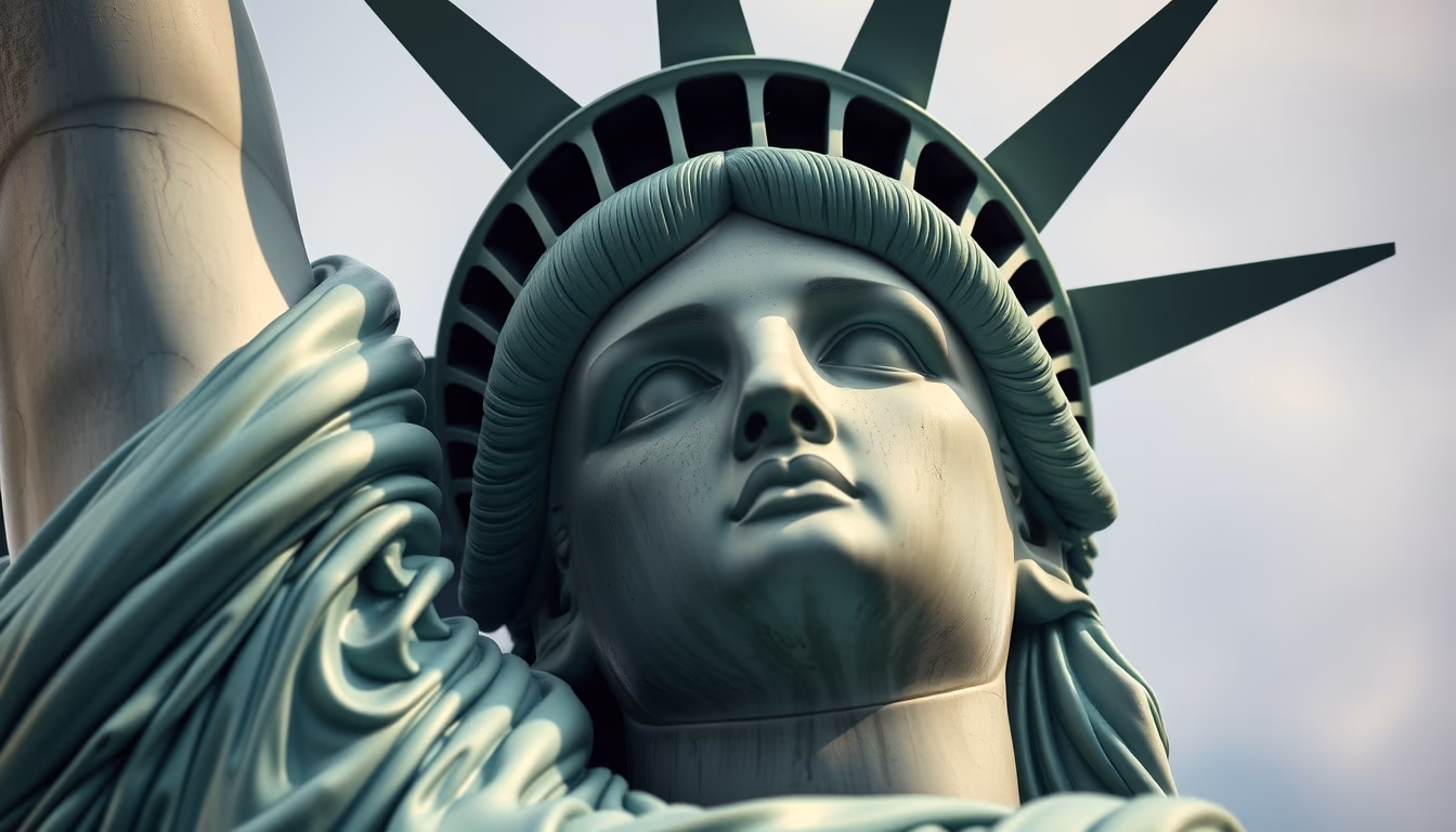 statue of liberty closeup in editorial style