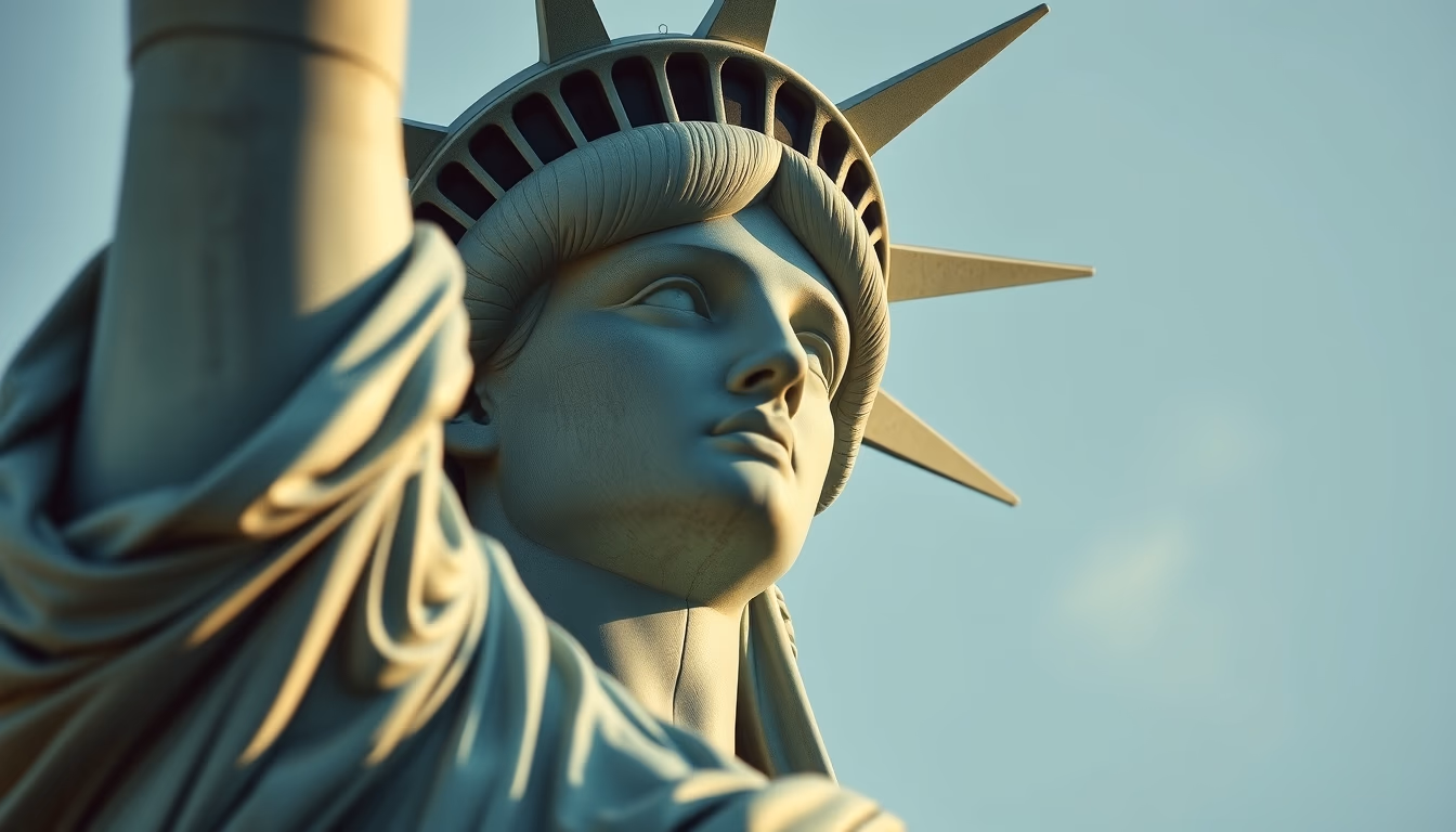 statue of liberty closeup in editorial style