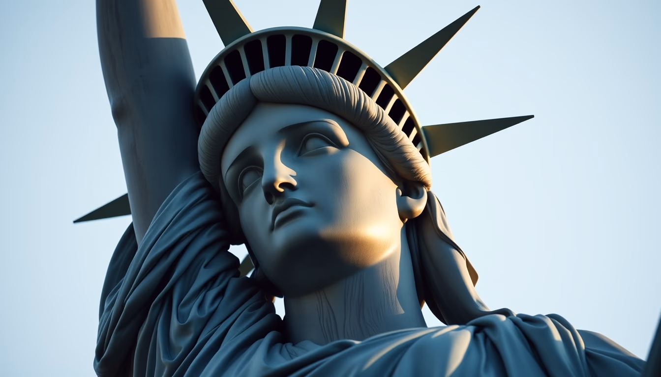 statue of liberty closeup in editorial style