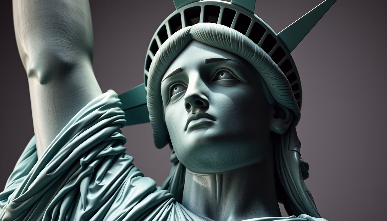 statue of liberty closeup in editorial style