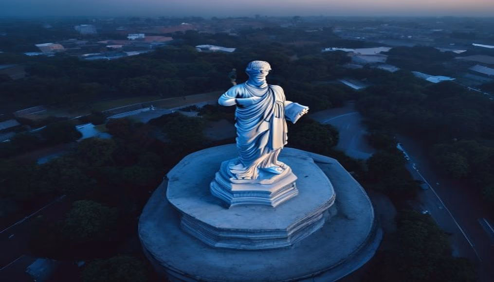 statue unity gujarat in editorial style