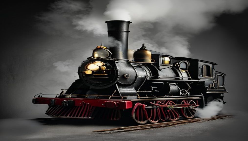 steam locomotive vintage in editorial style