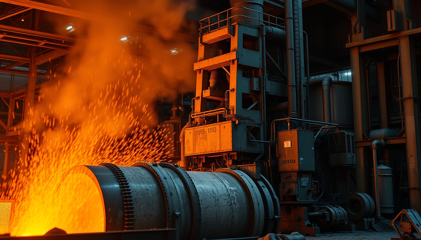 steel mill molten metal in editorial style