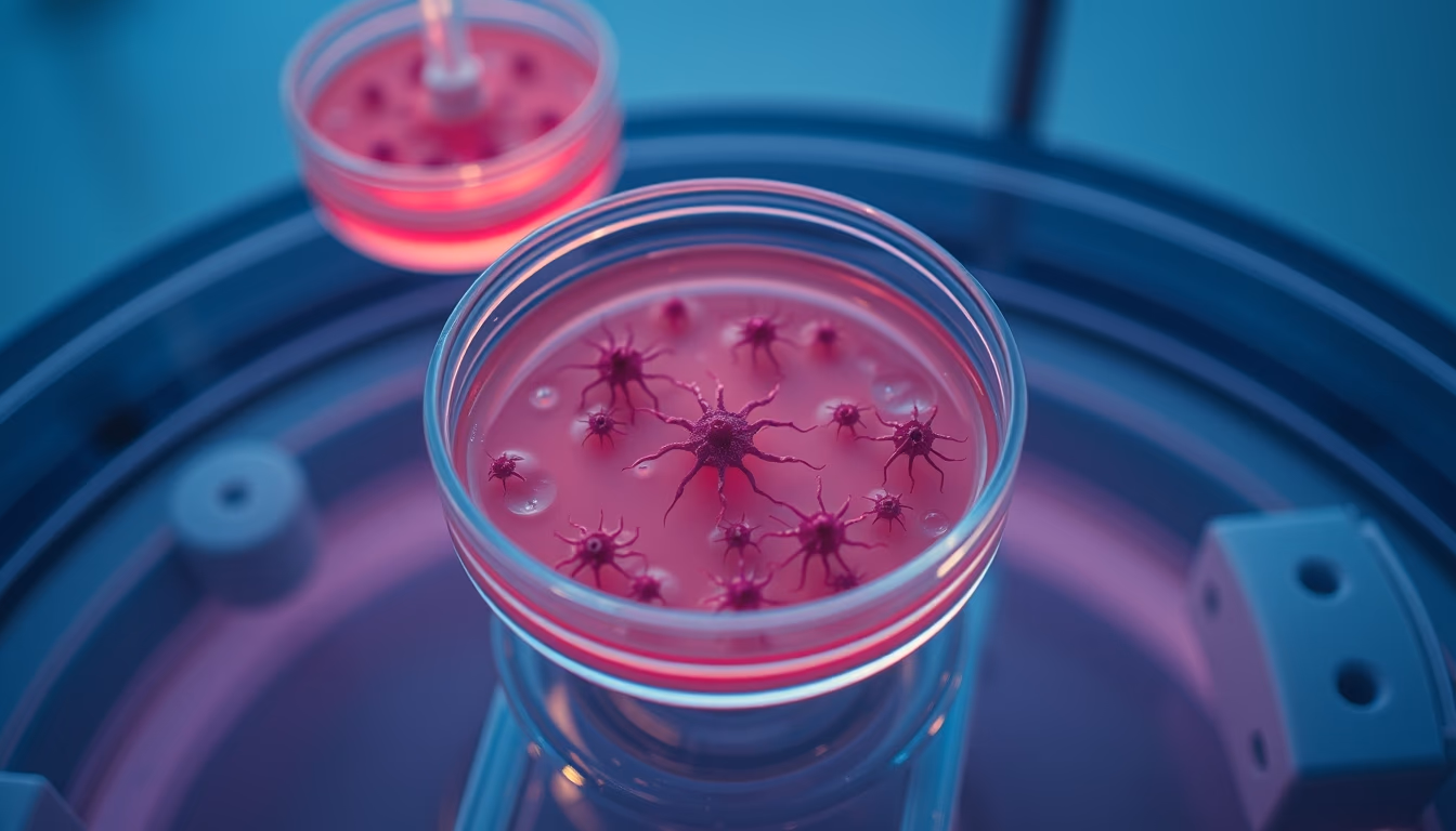 stem cells petri dish in editorial style