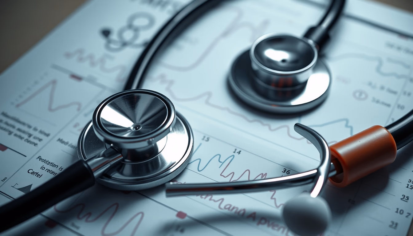 Stethoscope on medical chart em estilo editorial